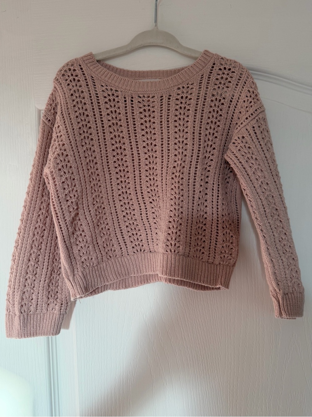 Cat & Jack Blush Pink Openwork Crewneck Sweater